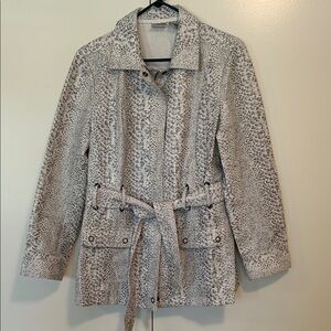 Chico's Gray Animal Print Trench Coat